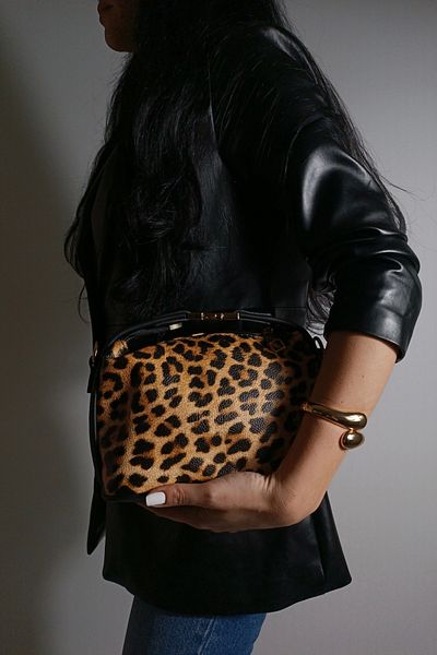 Glemix Geantă de mână și geantă de umăr pentru femei Toile Leopard Lock