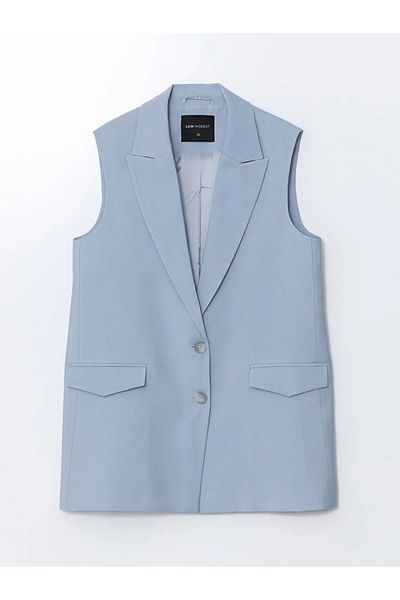 LC Waikiki Vestă clasică pentru femei LCW Modest Blue Jacket Guler