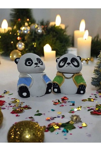 GLOBELUX Decorative Luxury Design Panda Ash Tray Ashtray (Set of 2)