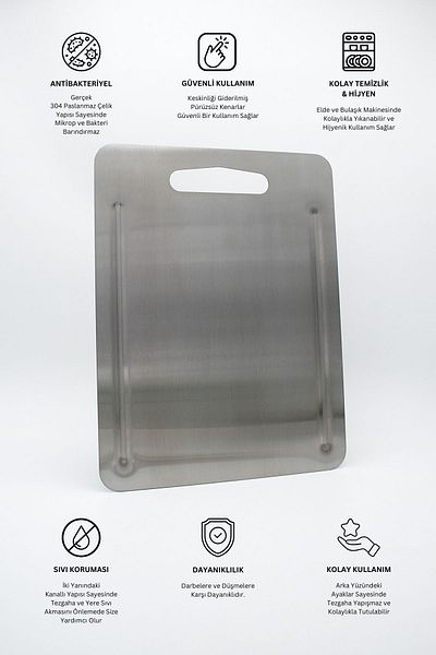 Metal Hayaller Kitchenpro Stainless Steel Cutting Board (Medium - 26X34 cm)