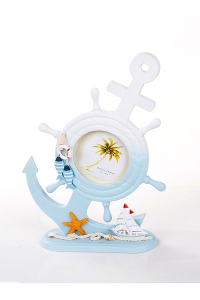MUKKO HOME Marine Anchor Rudder Marine Themed Wooden Photo Frame Trinket Office Decoration 31,5cm