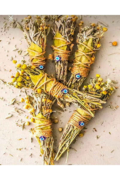 jengu natural 6 Adet Nazar Boncuklu Bereket Arınma Tütsü Seti Adaçayı Üzerlik...