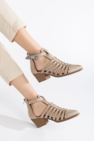 MS SUGAR SHOES Pantofi cu toc cu model de paie, de culoare bej, de inspirație...