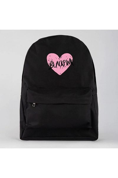 weywot Black Bpink Heart Printed School Bag Backpack