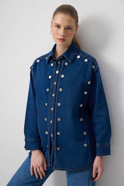 Touché Privé Button Detailed Denim Jacket