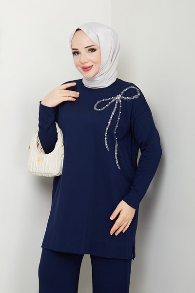 Pamuk Butik Γυναικείο Σετ Πλεκτό Διπλό Mercerized με Παντελόνι