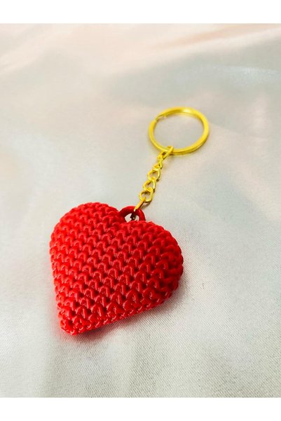 Eta3d Braided Red Heart Keychain
