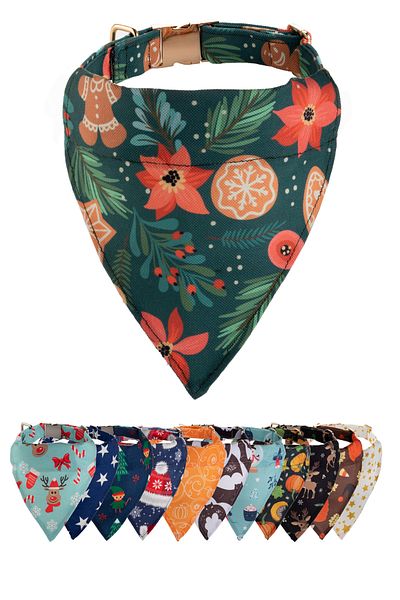 Elvellon Airtag Compatible Bandana Dog Collar – 3 Sizes, 8 Pattern Options |   Durable and Stylish