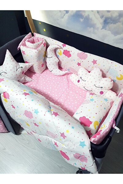 bebek_iklimi 70x110 Park Beşik Bebek Uyku Seti 11 Parça Gülen Yüz Süs Yastıklı