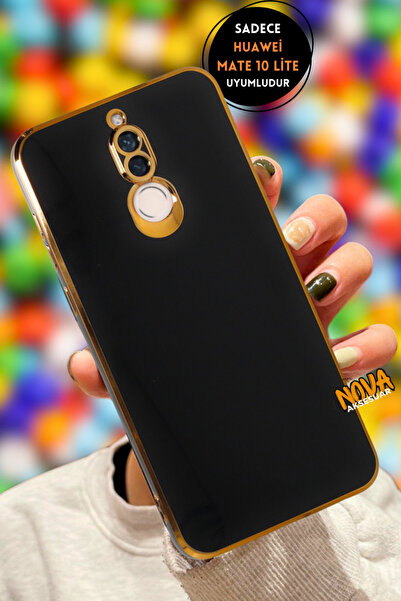 cepmoda Huawei Mate 10 LİTE | Parlak Telefon Kılıfı Kenarları Altın Detaylı S...