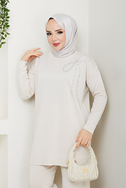 Pamuk Butik Women's Double Mercerized Knitwear Suit with Trousers