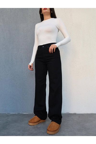 LİMABEL Rukiye Milano Candy Sera Ey A.C.A.I.P S.O.L.M.A.Z Black Casual Jeans Palazzo