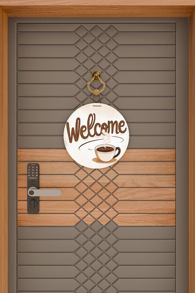 Dormot Home Modern Digital Printing Wooden White a Cup of Coffee Door Ornament