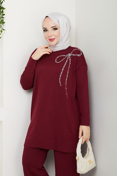 Pamuk Butik Γυναικείο Σετ Πλεκτό Διπλό Mercerized με Παντελόνι