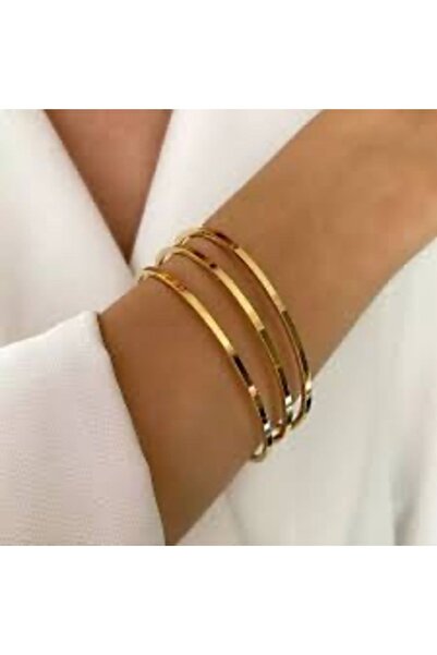 elfnur Ajda Model Women's Bracelet - Set of 3 Stainless Steel Bracelets