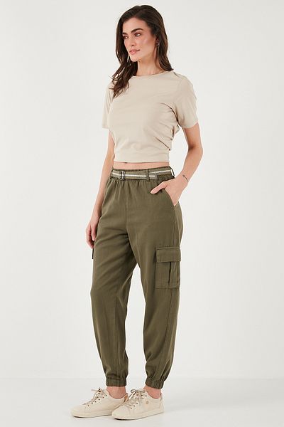 Lela Βαμβακερό Jogger Παντελόνι Standard Fit με ελαστική ζώνη Βαμβακερό Jogger Παντελόνι Standard Fit