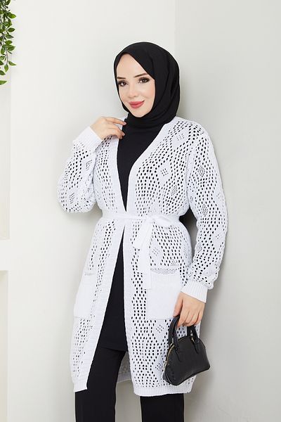 Pamuk Butik Γυναικεία διάτρητη ζακέτα Trko με τσέπες