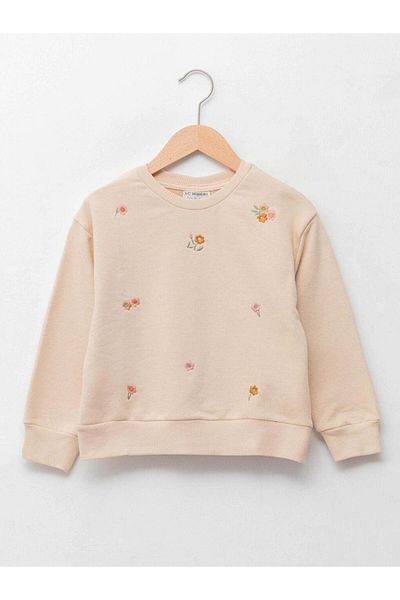 LC Waikiki Crew Neck Embroidered Long Sleeve Girl's Sweatshirt