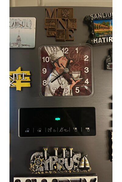 İthal Kare Mıknatıslı Buzdolabı Saati  Coffee