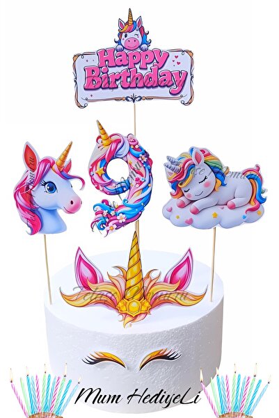 telaşe memuru 9 Year Old Unicorn Cake Topper - 9 Year Old Unicorn Birthday Co...