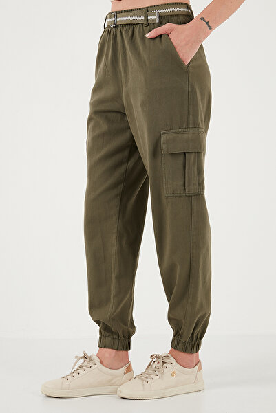 Lela Cotton Standard Fit Jogger Pants with Elastic Belt Cotton Standard Fit Jogger Pants