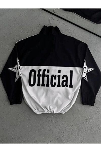 m.baba Unisex Λευκό Επίσημο Ψηφιακό Εκτυπωμένο Αδιάβροχο και Αντιανεμικό Αδιά...