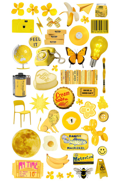 Rana İkra Art Yellow Color Themed Sticker Set (4 Sheets 128 Pieces)