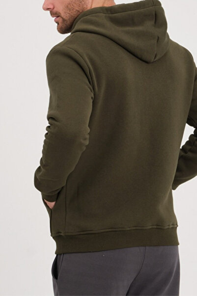 ruNadeS Khaki Plain Unisex Oversize (3 Stripes) Thick Fleece Cardigan