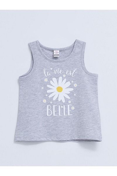 LC Waikiki Crew Neck Printed Baby Girl Undershirt
