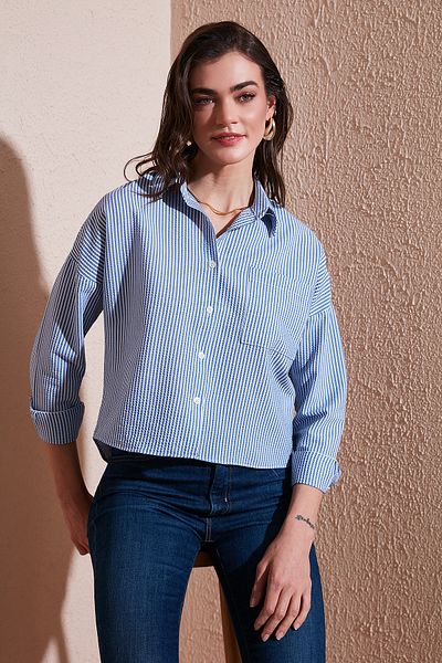 Lela Regular Fit Striped Chest Pocket Textured Shirt Shirt 6772870