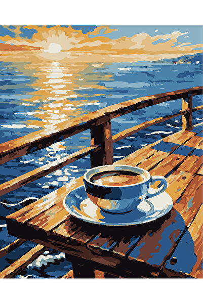 Lamba Cini Sayılarla Boyama Kasnaklı Tablo Seti Fırça Boya Dahil 40X50 KAHVEK...