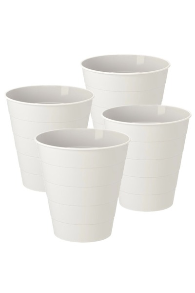 ALMUFARREJ 4 قطع من سلة المهملات البلاستيكية البيضاء