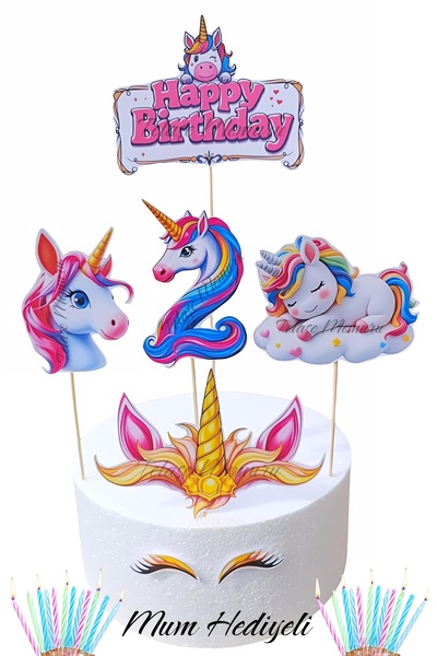 telaşe memuru زينة كعكة يونيكورن عمرها عامين - مفهوم عيد ميلاد يونيكورن عمره ...