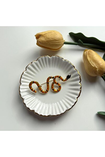 Alice İsstanbul Hardal Mineli Yılan Broş