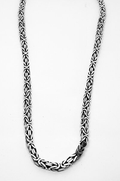 oya silver Köşeli Kalın Kral Gümüş Zincir Kolye 55CM