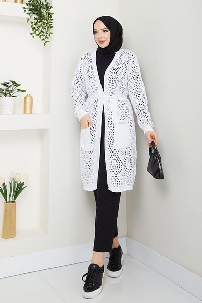 Pamuk Butik Γυναικεία διάτρητη ζακέτα Trko με τσέπες