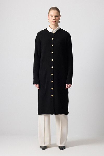 Touché Privé Gold Buttoned Long Cardigan