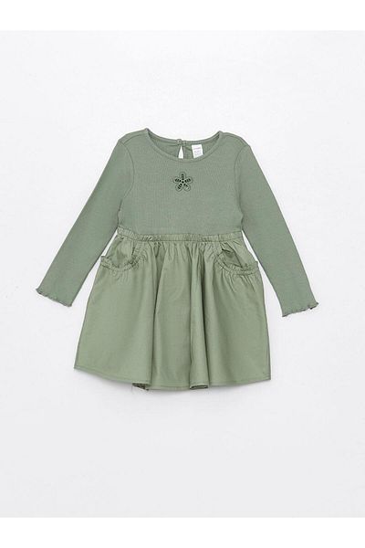 LC Waikiki Crew Neck Long Sleeve Baby Girl Dress (S4)