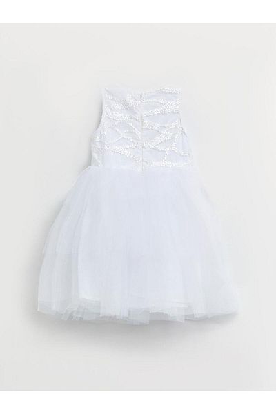 LC Waikiki Crew Neck Embroidery Detailed Girl's Dress (S2)
