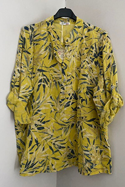 AYASOFYA OTANTIK Жіноча італійська сорочка з маленьким листяним візерунком, з...