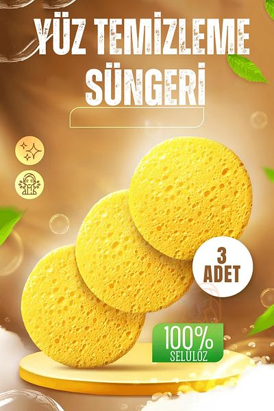 Transformacion Natural Cellulose Makeup Cleansing Pad Skin Cleansing Sponge 3 Pieces 721403