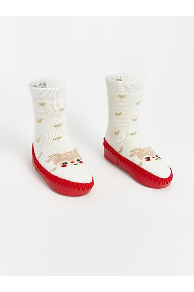 LC Waikiki New Year Themed Baby Girl Home Socks (W4)