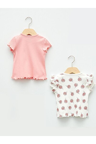 LC Waikiki Crew Neck Short Sleeve Printed Cotton Baby Girl T-Shirt 2-Piece (S2)
