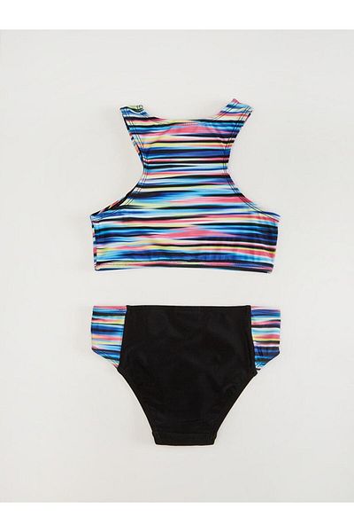 LC Waikiki Stretch Fabric Crew Neck Colorful Printed Girls Bikini (0S)