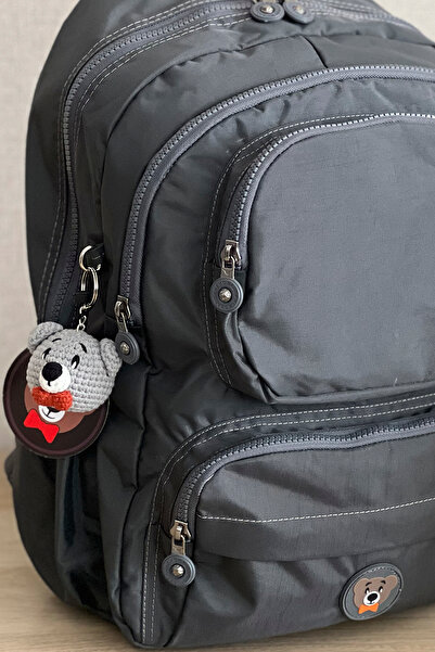 NEMO BAGS Унісекс сірий шкільний рюкзак Рюкзак для ноутбука Подорожній Спортивний Водонепроникний З брелоком амігурумі