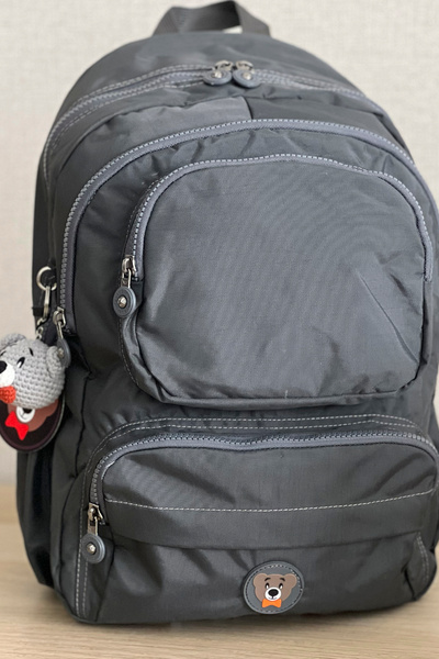 NEMO BAGS Унісекс сірий шкільний рюкзак Рюкзак для ноутбука Подорожній Спортивний Водонепроникний З брелоком амігурумі