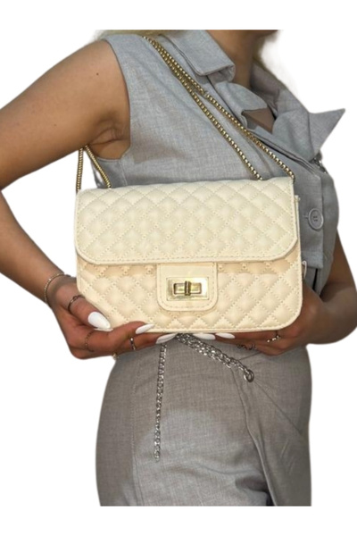 RAHA CLUB Women's 3-Eye Chain Adjustable Lock Detailed Hand and Shoulder Bag