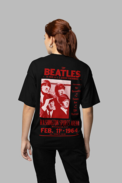 SEVBANO تي شيرت فرقة موسيقية كبيرة الحجم مطبوع عليه البيتلز 1964 للجنسين