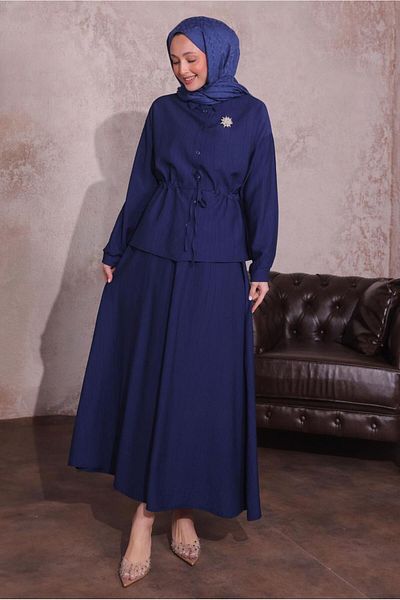 TRENDTESETTÜR Γυναικεία φούστα με καρφίτσα Navy Blue - T 9274