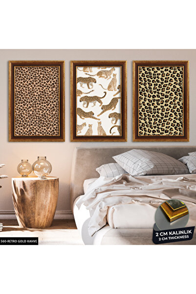 Evinemoda Leopar 3 Parça Çerçeveli Tablo CVPLK